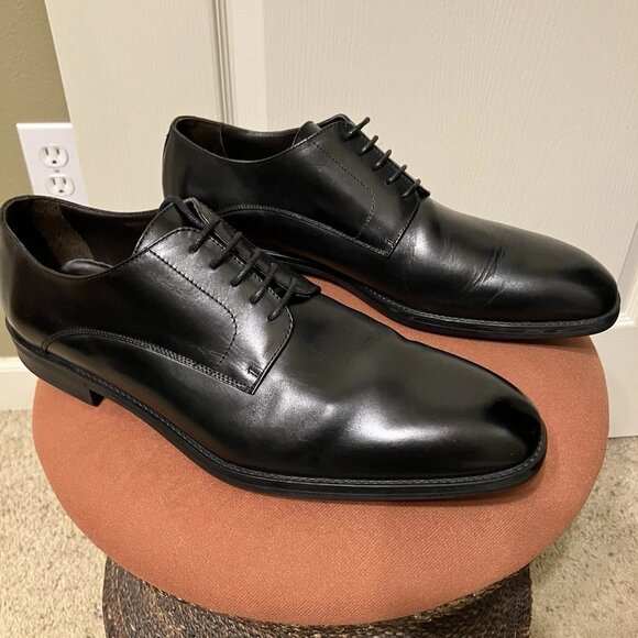 TO BOOT NEW YORK Dress Shoes PLAIN TOE OXFORD Adam Derrick BLACK - Sz 10.5 Italy - Picture 1 of 14
